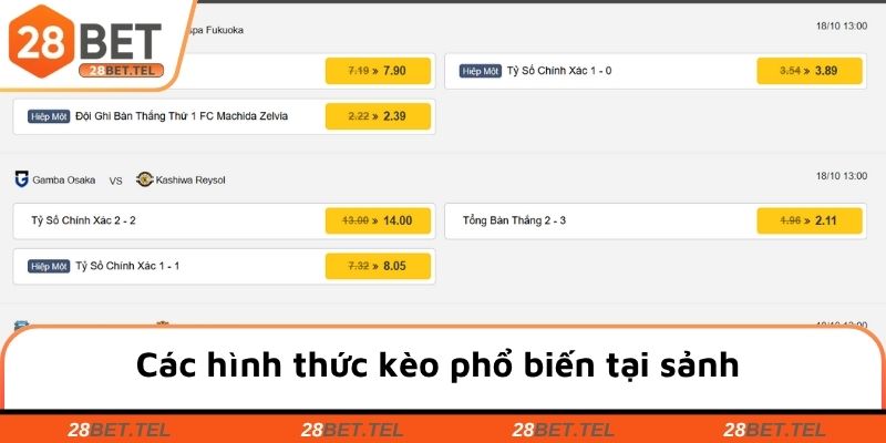 Các hình thức kèo phổ biến tại sảnh