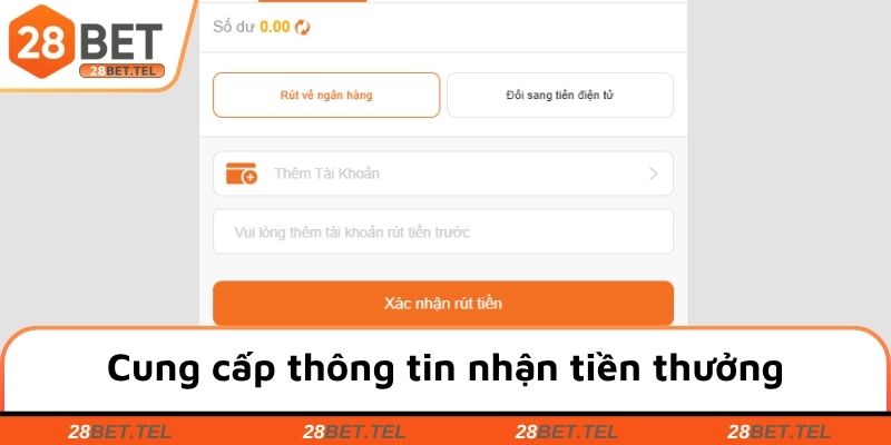 Cung cấp thông tin nhận tiền thường và xác minh giao dịch