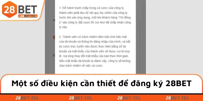 Một số điều kiện cần thiết để đăng ký 28BET
